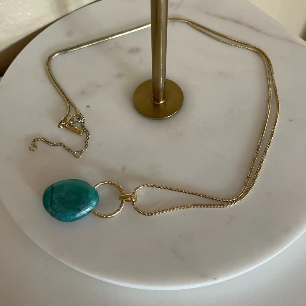 Long Necklace with green stone